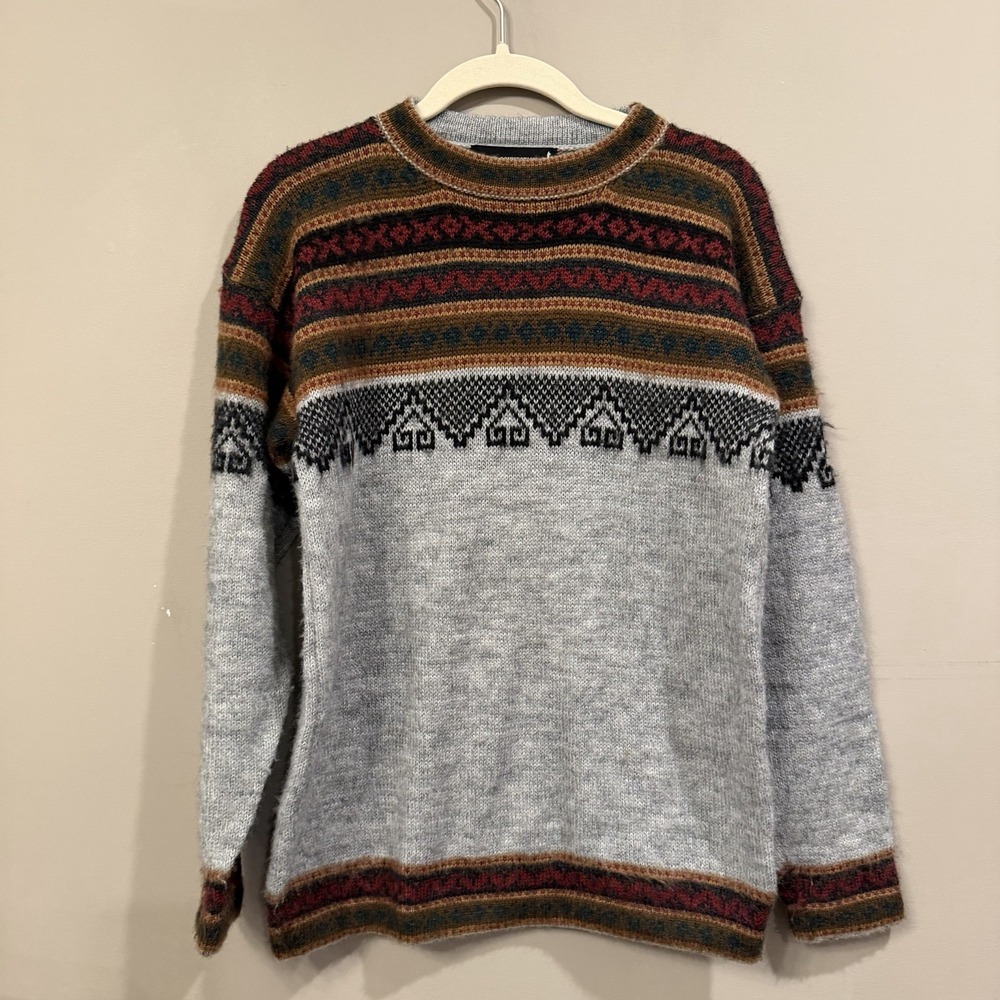 Alpaca Collection Aztec Southwestern Sweater Medium Festival Fall - Picture 2 of 5